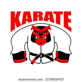 Karate Dog mascot. bulldog in judo kimono. Angry sport animal 