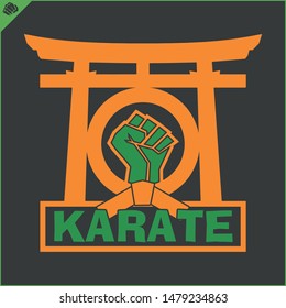 Karate emblem. Martial art creative colored simbol design. Vector, EPS.