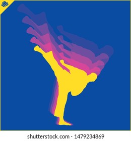 Karate emblem. Martial art creative colored simbol design. Vector, EPS.