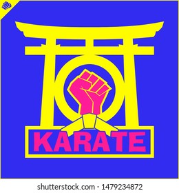 Karate emblem. Martial art creative colored simbol design. Vector, EPS.