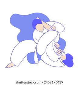 Karate Fight Flat Vector Illustration 