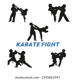 KARATE FIGHT. Karate vector silhouettes. Karate martial arts.