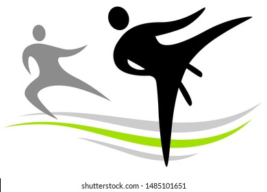 Karate Fighter Absract Vector Logo