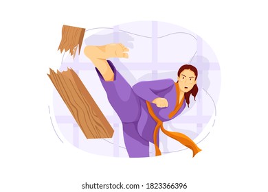 Karate fighter flat vector illustration concept on white background.