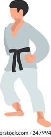 Karate fighter in grey kimono vector illustration on a white background