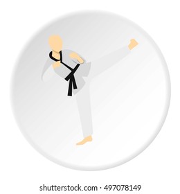 Karate fighter icon. Flat illustration of karate fighter vector icon for web design