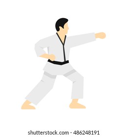 Karate fighter icon in flat style on a white background vector illustration