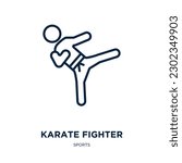 karate fighter icon from sports collection. Thin linear karate fighter, karate, ninja outline icon isolated on white background. Line vector karate fighter sign, symbol for web and mobile