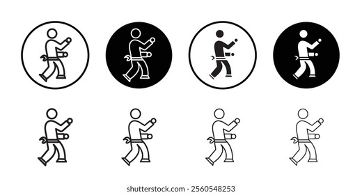 Karate fighter icon Thin line flat illustration