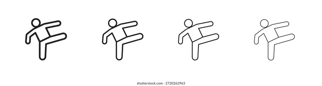 Karate fighter icons Outline vector symbol sign