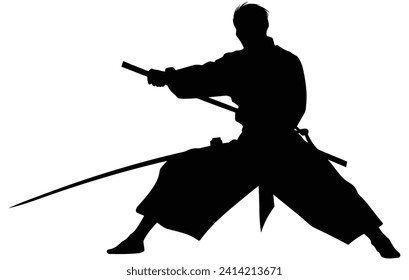 Karate fighter in kimono,aikido vector silhouette, Well known martial arts,Martial exercise