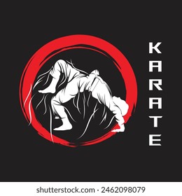 Silueta de la técnica del movimiento del luchador del karate con el Vector Abstractas del efecto del viento