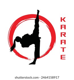 Karate Fighter Movement Technique Silhouette Vector