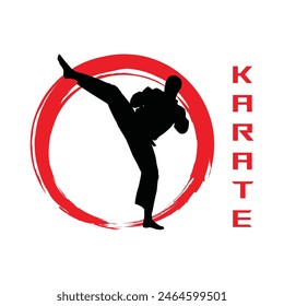 Karate Fighter Movement Technique Silhouette Vector