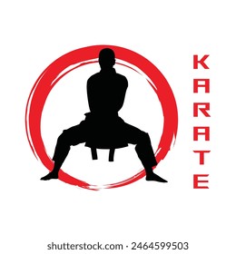 Karate Fighter Movement Technique Silhouette Vector