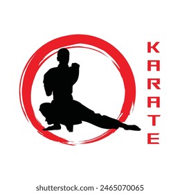 Karate Fighter Movement Technique Silhouette Vector