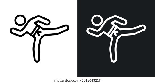 Karate fighter outlined icon vector collection.