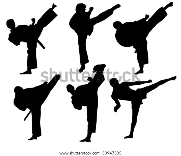 Karate Fighter Performing High Kick Stock Vector (Royalty Free) 33947335