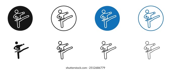 Karate fighter in set in black and blue color