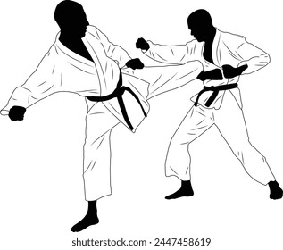 karate fighter, sidekick - vector
