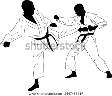karate fighter, sidekick - vector

