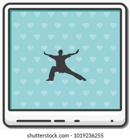Karate fighter silhouette flat vector icon.