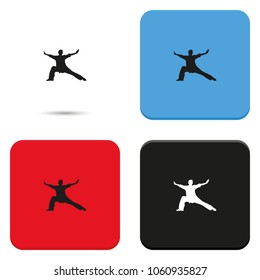 Karate fighter silhouette flat vector icon.