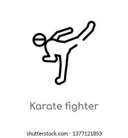 karate fighter vector line icon. Simple element illustration. karate fighter outline icon from sports concept. Can be used for web and mobile