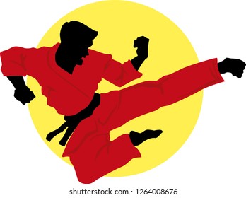 Karate fighter vector silhouette