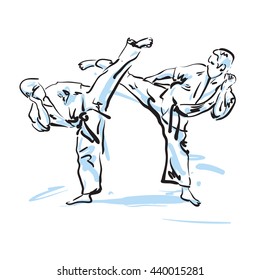 karate fighters, vector illustration