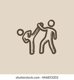 Icono de esbozo vectorial de los luchadores de karate aislado en el fondo. Hand dibujó el icono de los combatientes de Karate. Los combatientes de Karate dibujan un icono para infografía, sitio web o aplicación.