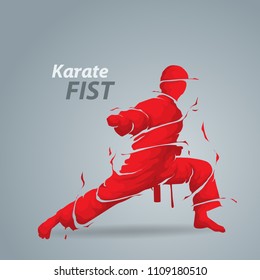 karate fist splash silhouette