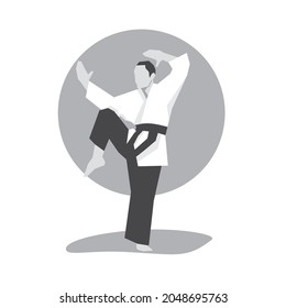 ilustración plana de karate y grisáceo