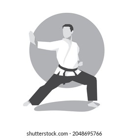 ilustración plana de karate y grisáceo