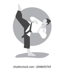 ilustración plana de karate y grisáceo