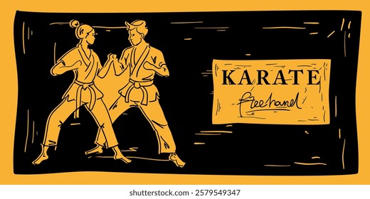 Karate freehand drawing, vector illustration design.