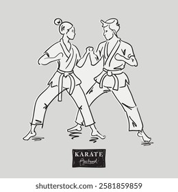 Karate freehand drawing, vector illustration design.