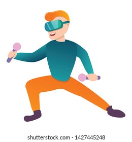 Karate in game goggles icon. Cartoon of karate in game goggles vector icon for web design isolated on white background