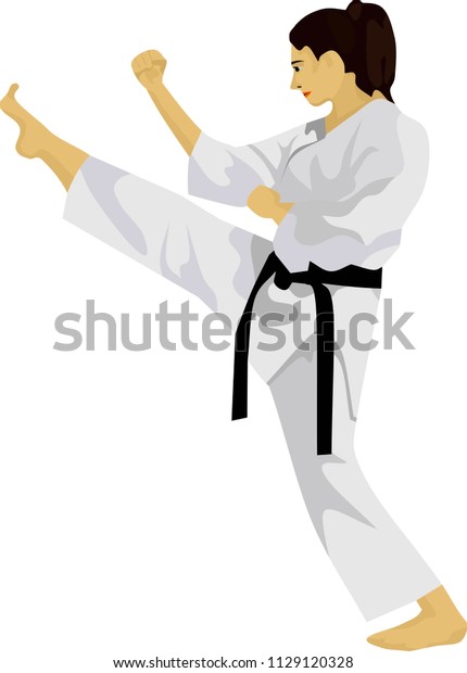 Karate Girl Martial Art Sport Vector Stock Vector (Royalty Free ...