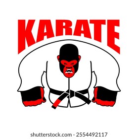 Karate Gorilla mascot. Monkey in judo kimono. Angry sport animal 