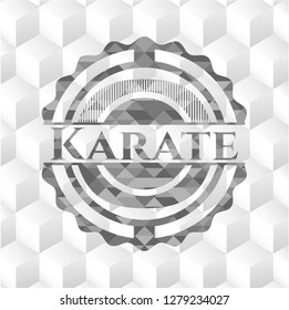 Karate grey badge with geometric cube white background