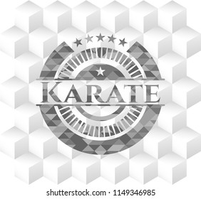 Karate grey emblem with geometric cube white background
