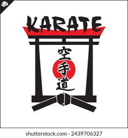 Karate high kick emblem martial art symbol design.