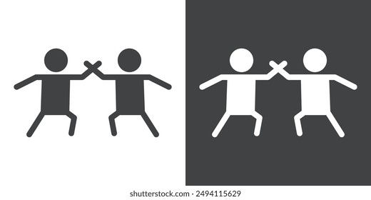 karate icon Flat set in black and white color outline vector