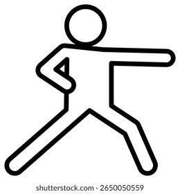 karate icon flat thin outline art logo