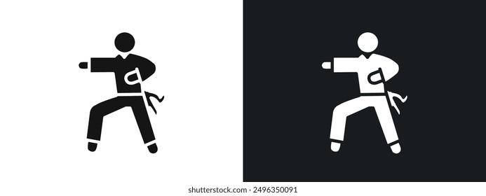 karate icon linear graphics set vector in black