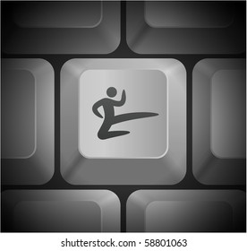 Karate Icon on Computer Keyboard Original Illustration