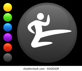 karate icon on round internet button original vector illustration 6 color versions included