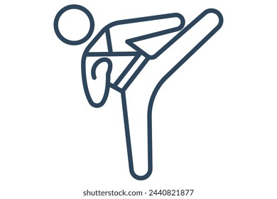 icono de karate. icono relacionado con el deporte, gimnasio. estilo de icono de línea. ilustración de elemento.