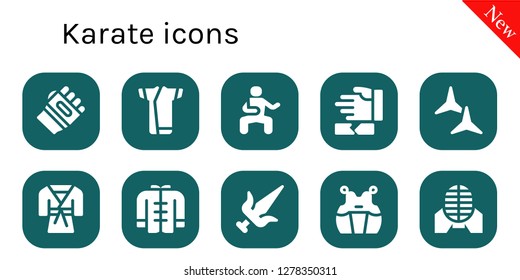  karate icon set. 10 filled karate icons. Simple modern icons about  - Karate, Kimono, Martial arts, Shuriken, Judo, Wushu, Kendo